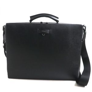 Furla All Leather 2WAY Briefcase Black